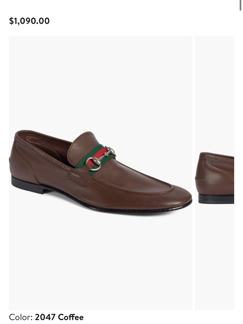 Gucci Brown Leather Horsebit Loafer with Green-Red Web